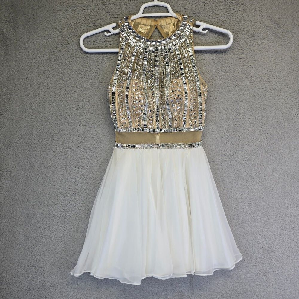 Colors Dress Womens‎ 4 Gold White Rhinestone Jeweled Goddess Luxury Prom Ball